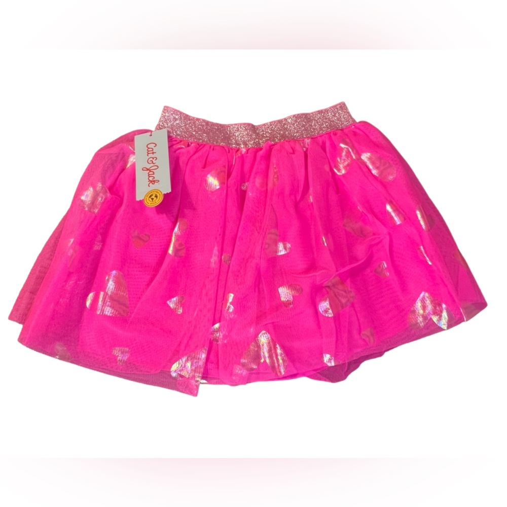 Cat & Jack Girls Pink Sparkle Heart Tutu Skirt and Light Pink Legging
